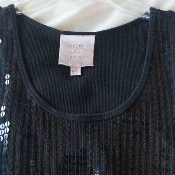 Romeo and Juliet Couture Black Sequin Tank Top - Picture 7 of 11